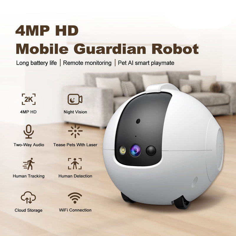 Home Security Robot - กล้องเฝ้าระวังสัตว์เลี้ยง 4MP 360 ° กล้องหุ่นยนต์ สนทนาได้สองทาง