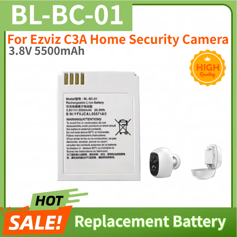 Home Security Battery Replacement - แบตเตอรี่คุณภาพสูง 3.8V 5500mAh รุ่น BL-BC-01 สำหรับกล้องวงจรปิดรักษาความปลอดภัยในบ้าน