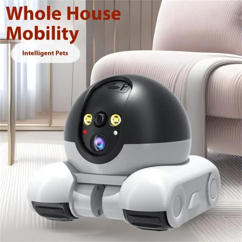 Home Security Robot - กล้องสัตว์เลี้ยงหมุน 360 องศาพร้อมฟังก์ชั่นการพูดคุยสองทางและกล้องหุ่นยนต์ตรวจจับกลางคืนเพื่อความปลอดภัยในบ้าน