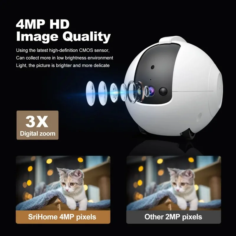 กล้องเฝ้าระวังสัตว์เลี้ยง 4MP  - Home Security Robot บทวิจารณ์และราคา